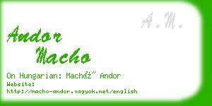 andor macho business card